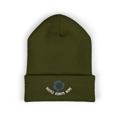 Classic Beanie — Embroidered "Hustle Always Wins"
