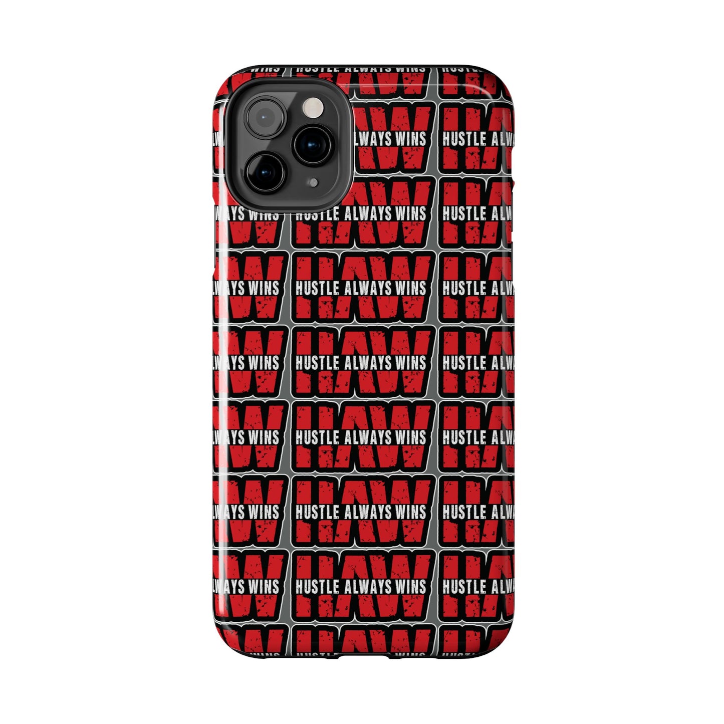 Phone Case — "Hustle Always Wins" Red Pattern Tough Protective Case