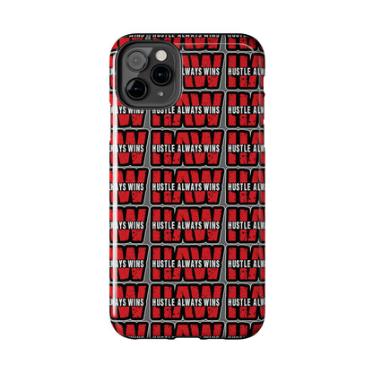 Phone Case — "Hustle Always Wins" Red Pattern Tough Protective Case