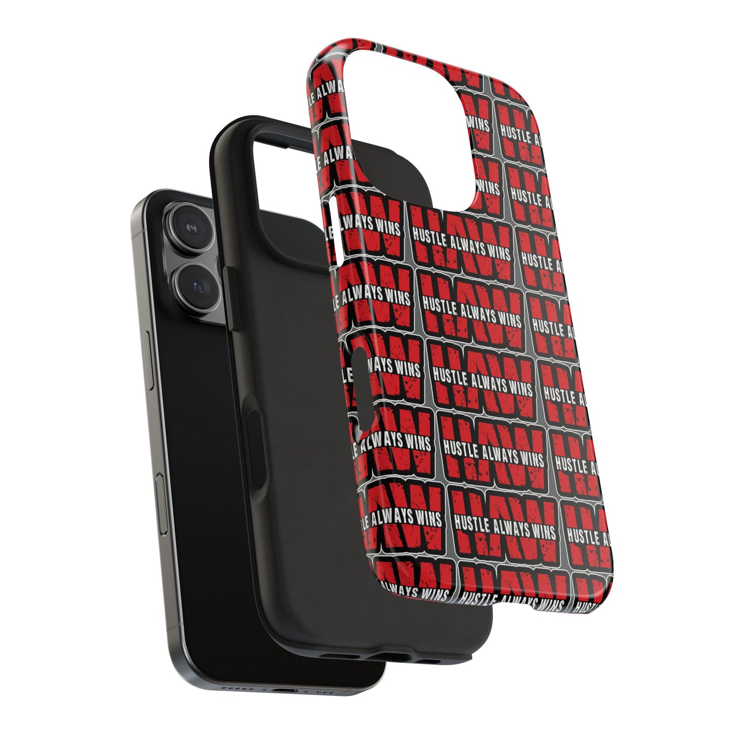 Phone Case — "Hustle Always Wins" Red Pattern Tough Protective Case