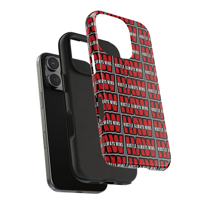 Phone Case — "Hustle Always Wins" Red Pattern Tough Protective Case