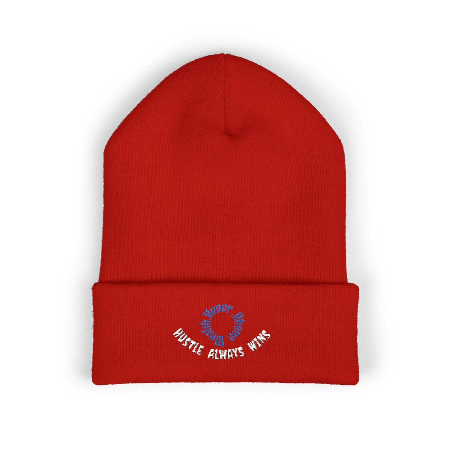 Classic Beanie — Embroidered "Hustle Always Wins"