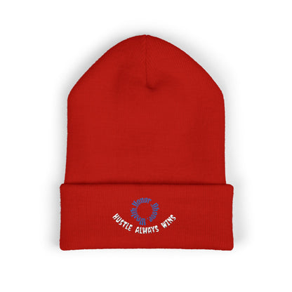 Classic Beanie — Embroidered "Hustle Always Wins"
