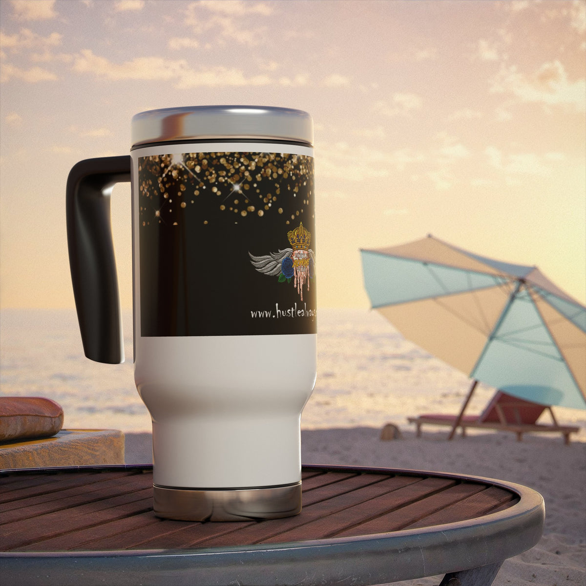 H.A.W Stainless Steel Travel Mug with Handle, 14oz