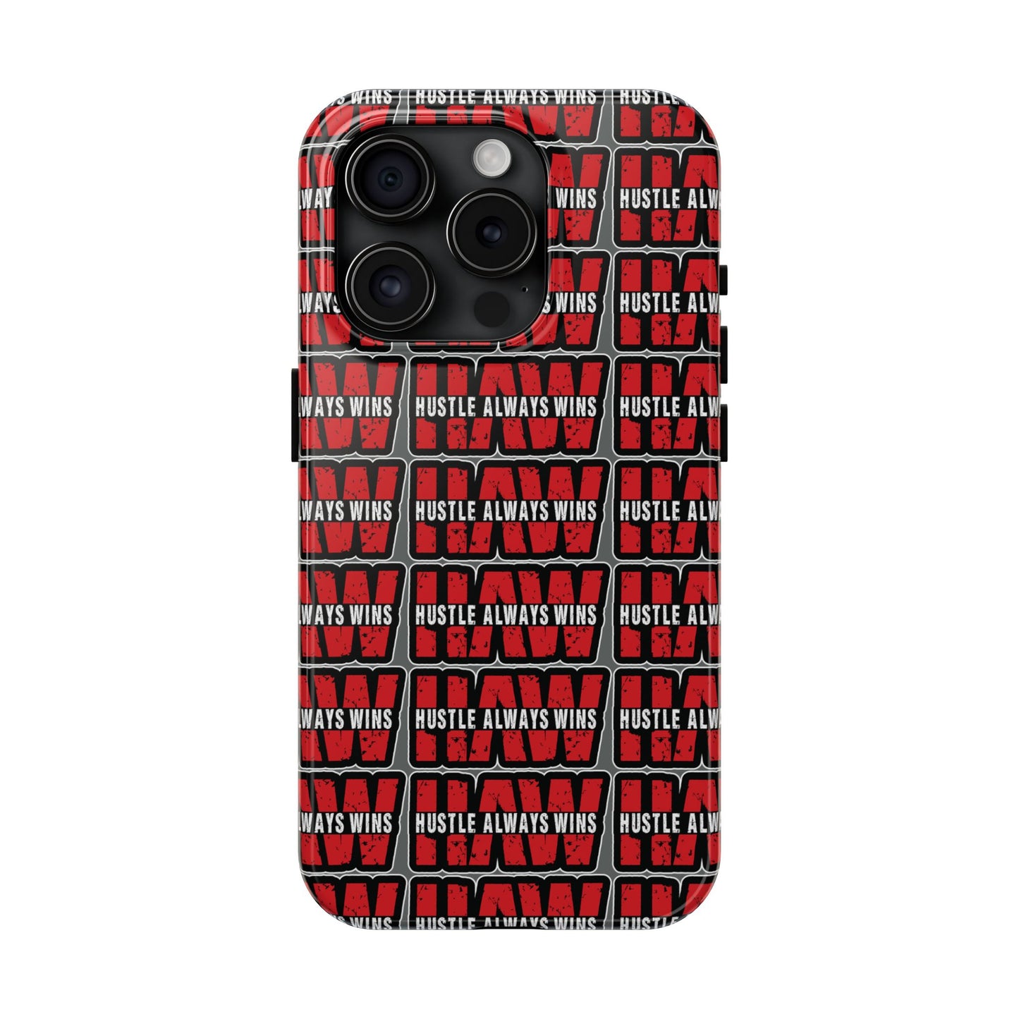 Phone Case — "Hustle Always Wins" Red Pattern Tough Protective Case