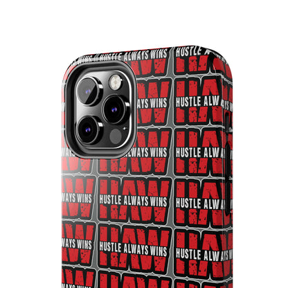 Phone Case — "Hustle Always Wins" Red Pattern Tough Protective Case