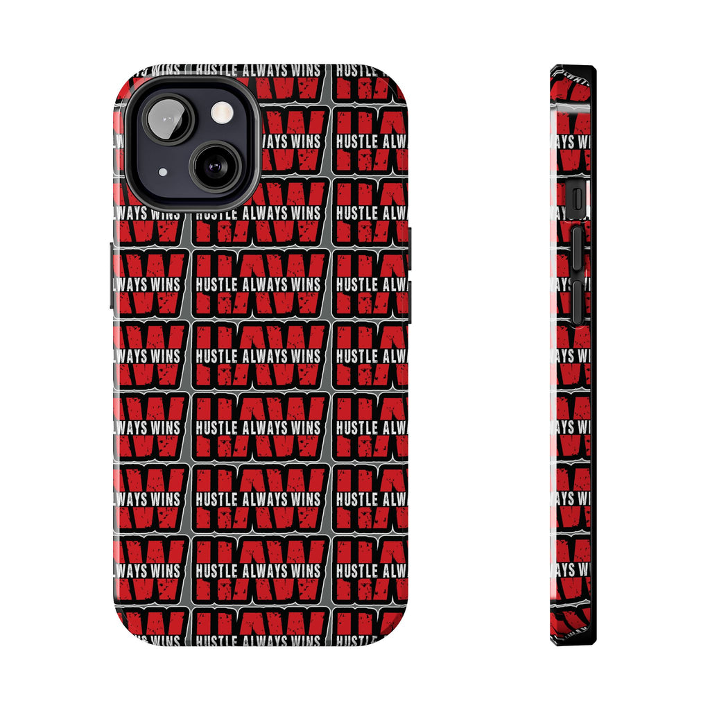 Phone Case — "Hustle Always Wins" Red Pattern Tough Protective Case