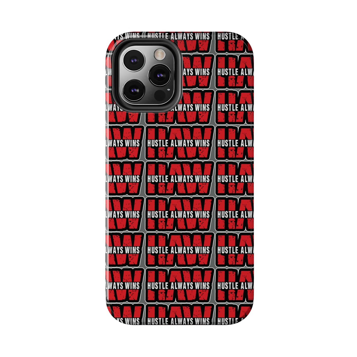 Phone Case — "Hustle Always Wins" Red Pattern Tough Protective Case
