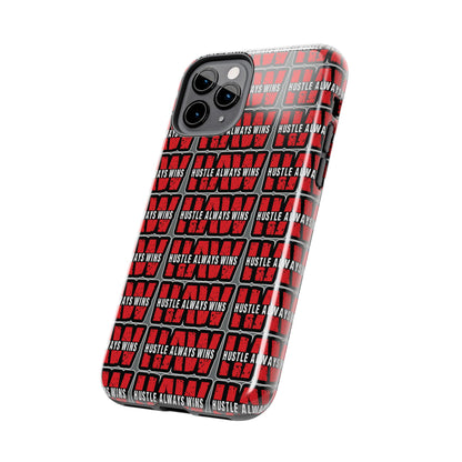 Phone Case — "Hustle Always Wins" Red Pattern Tough Protective Case