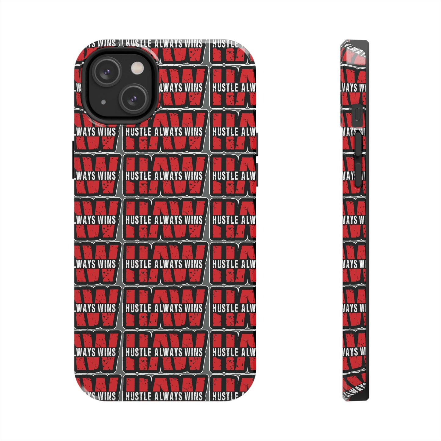 Phone Case — "Hustle Always Wins" Red Pattern Tough Protective Case
