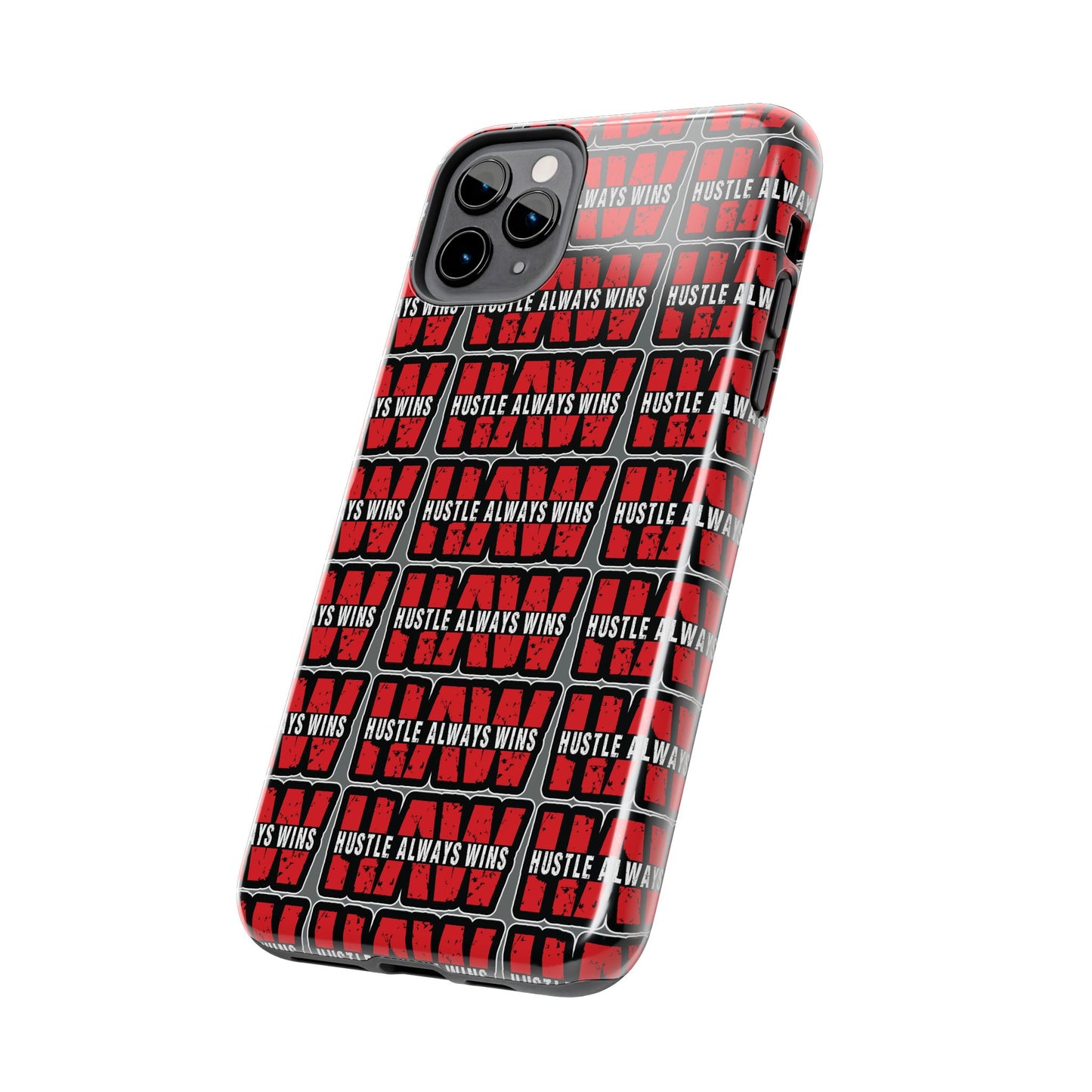 Phone Case — "Hustle Always Wins" Red Pattern Tough Protective Case