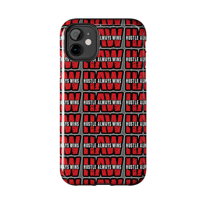 Phone Case — "Hustle Always Wins" Red Pattern Tough Protective Case