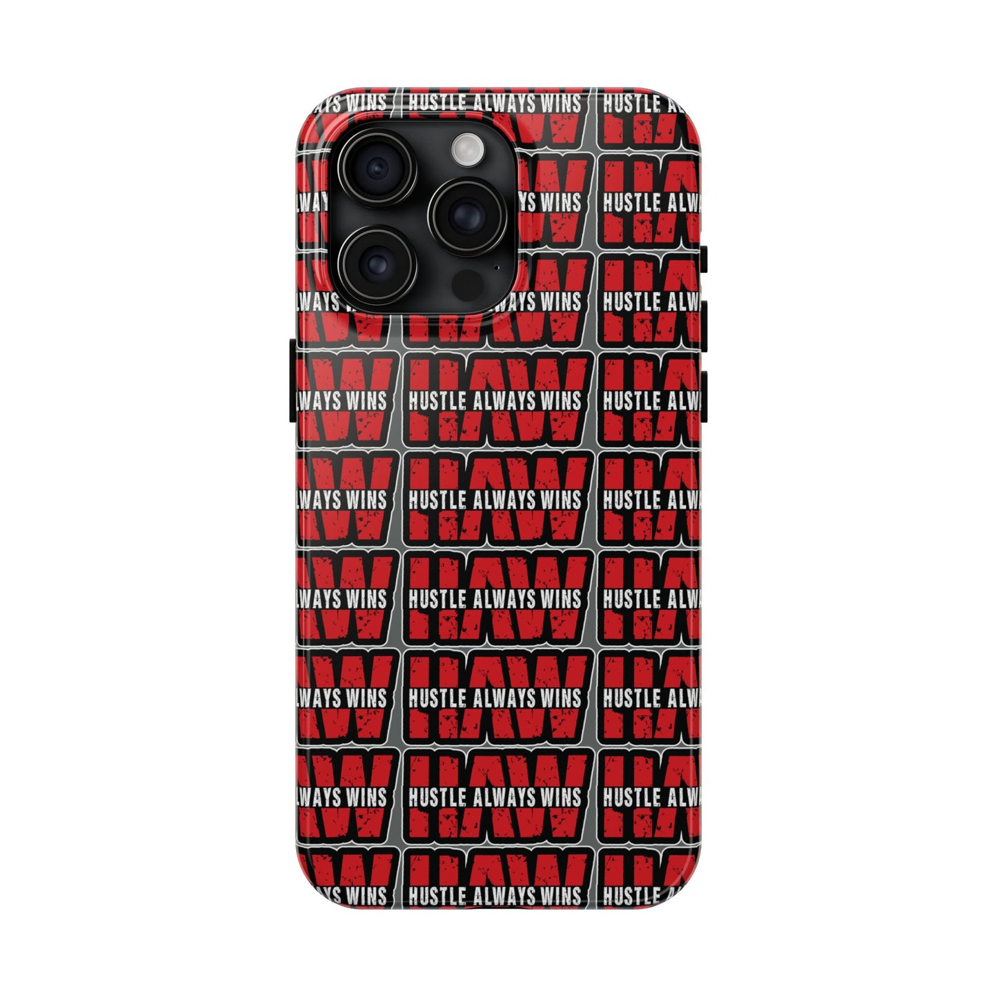 Phone Case — "Hustle Always Wins" Red Pattern Tough Protective Case
