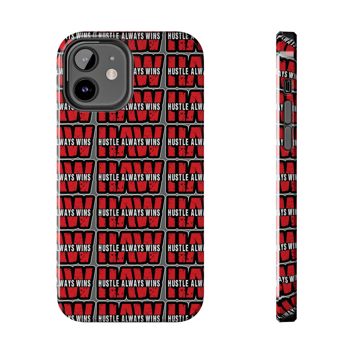 Phone Case — "Hustle Always Wins" Red Pattern Tough Protective Case