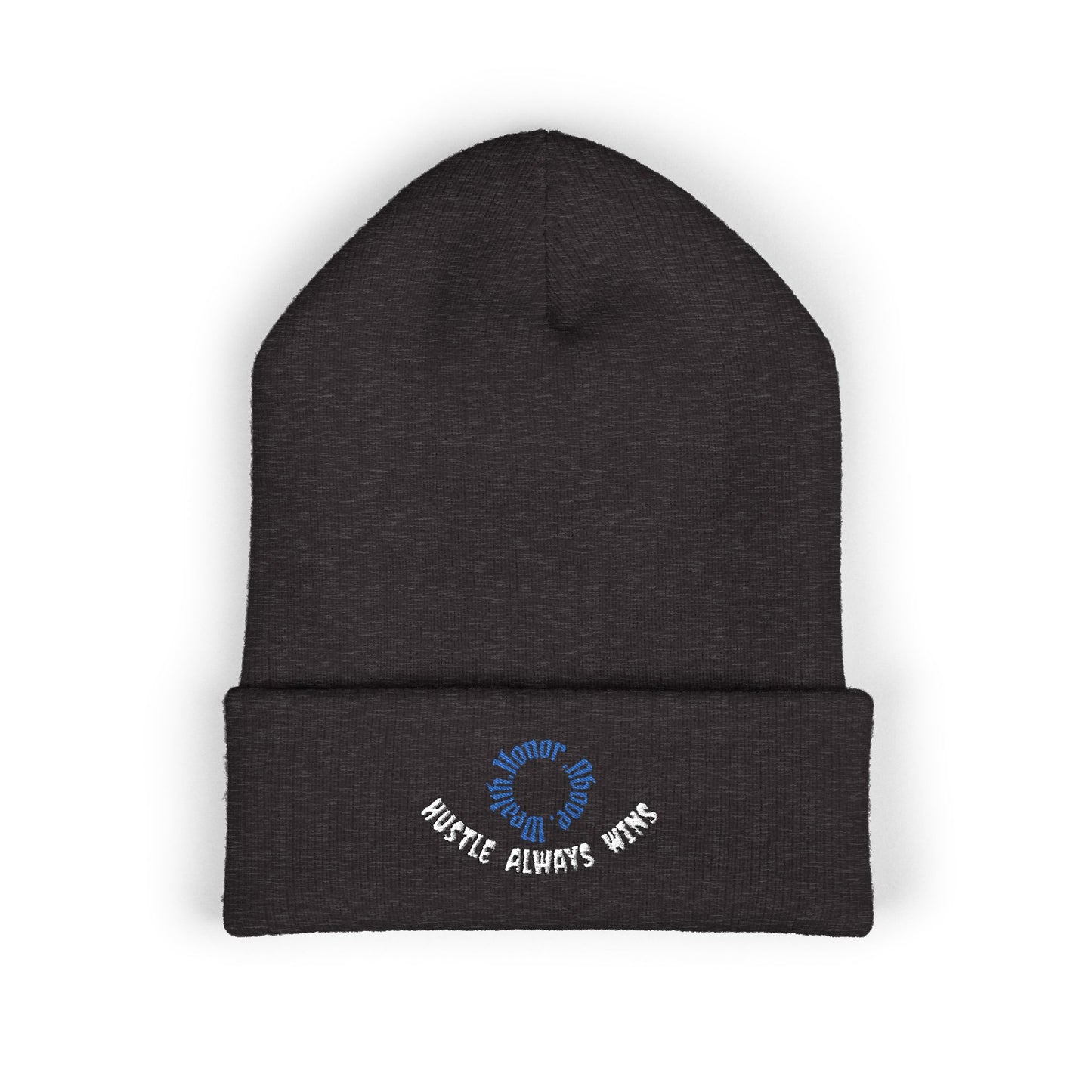 Classic Beanie — Embroidered "Hustle Always Wins"