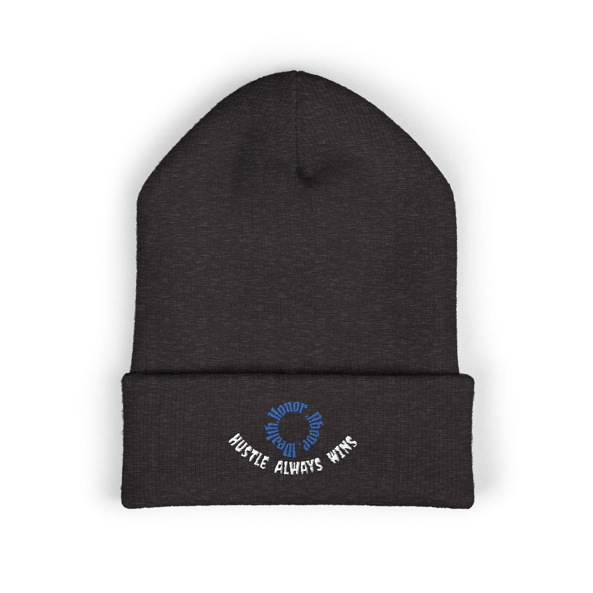 Classic Beanie — Embroidered "Hustle Always Wins"