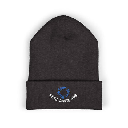 Classic Beanie — Embroidered "Hustle Always Wins"