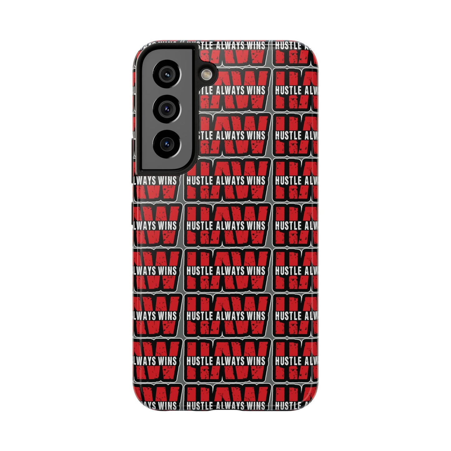 Phone Case — "Hustle Always Wins" Red Pattern Tough Protective Case