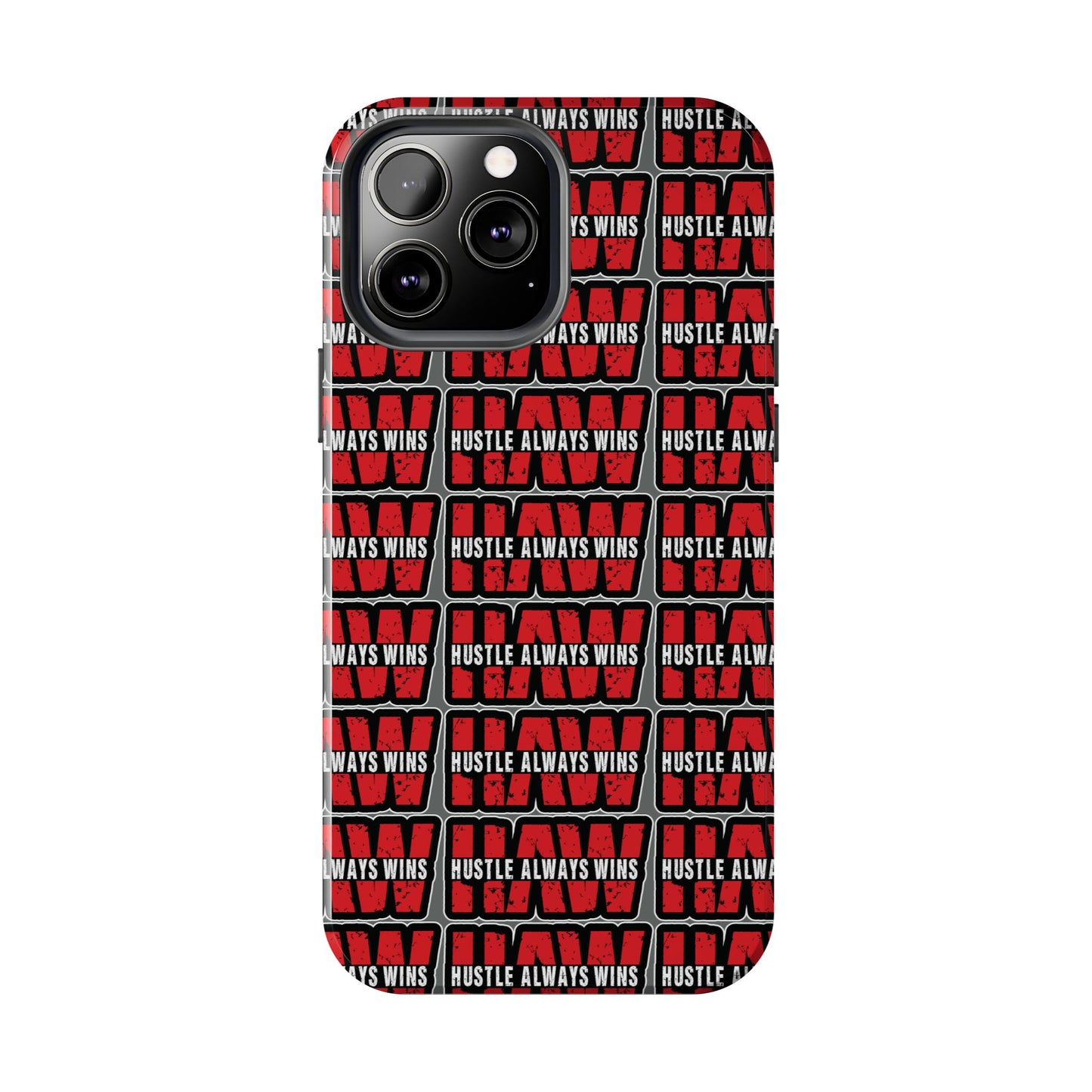 Phone Case — "Hustle Always Wins" Red Pattern Tough Protective Case