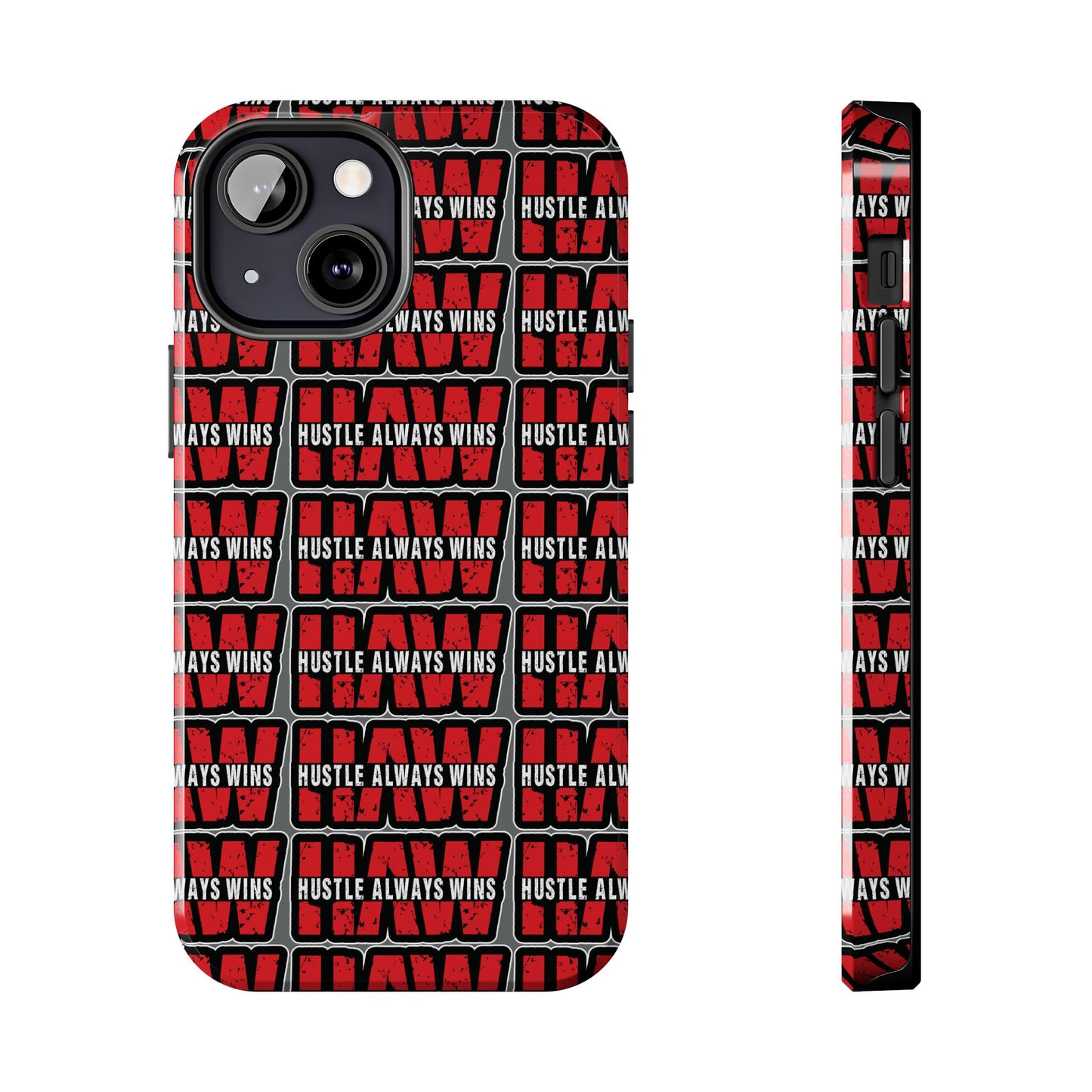 Phone Case — "Hustle Always Wins" Red Pattern Tough Protective Case