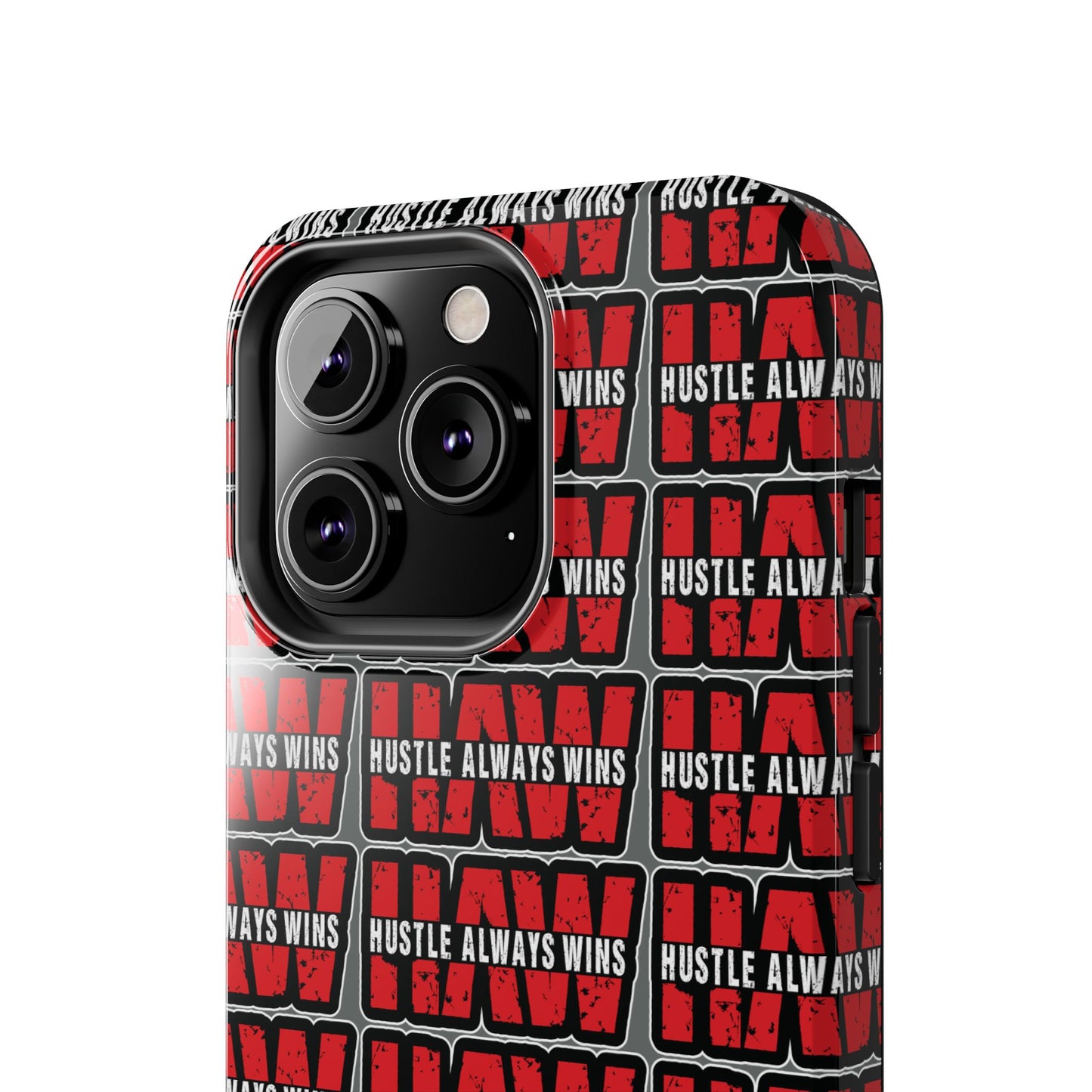 Phone Case — "Hustle Always Wins" Red Pattern Tough Protective Case