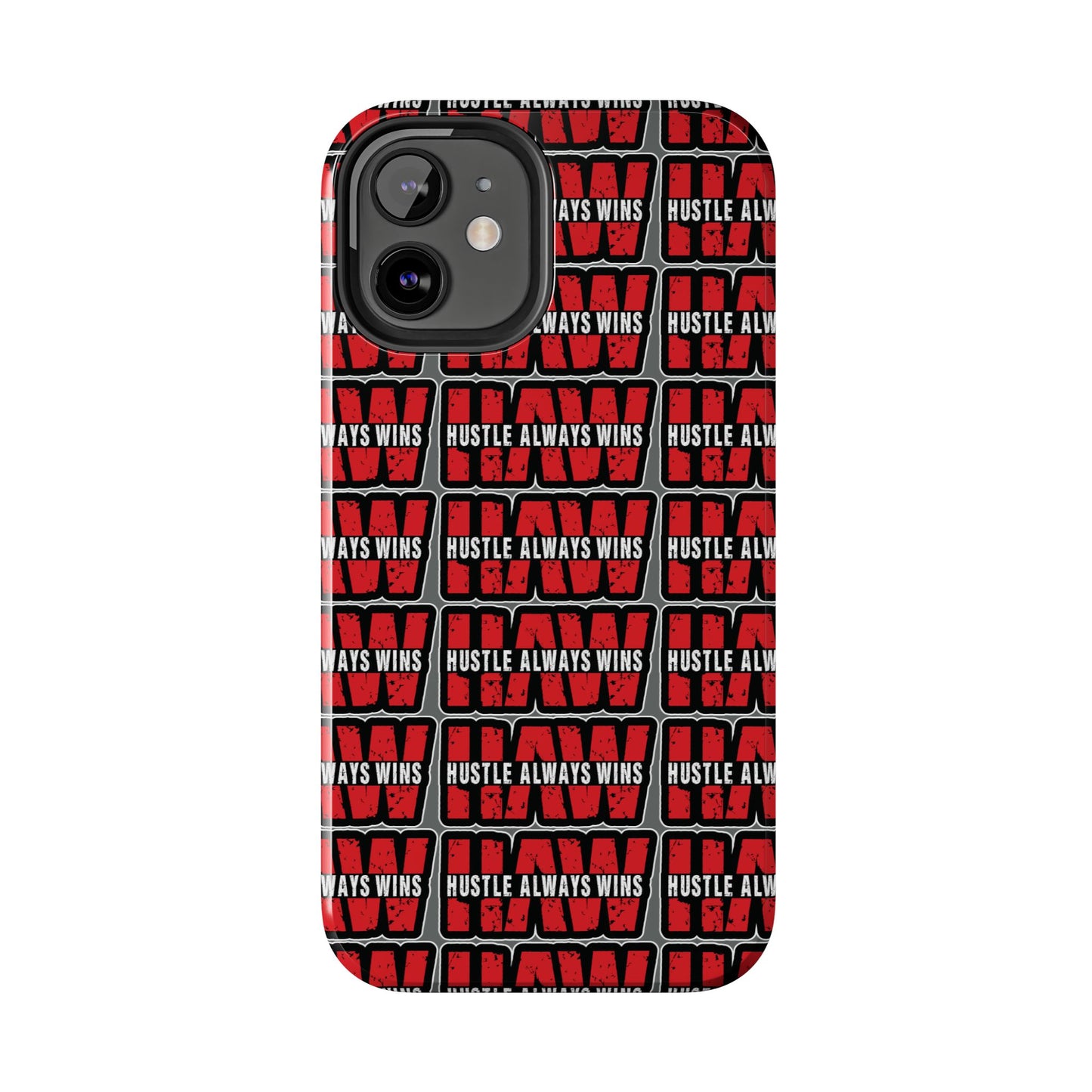 Phone Case — "Hustle Always Wins" Red Pattern Tough Protective Case