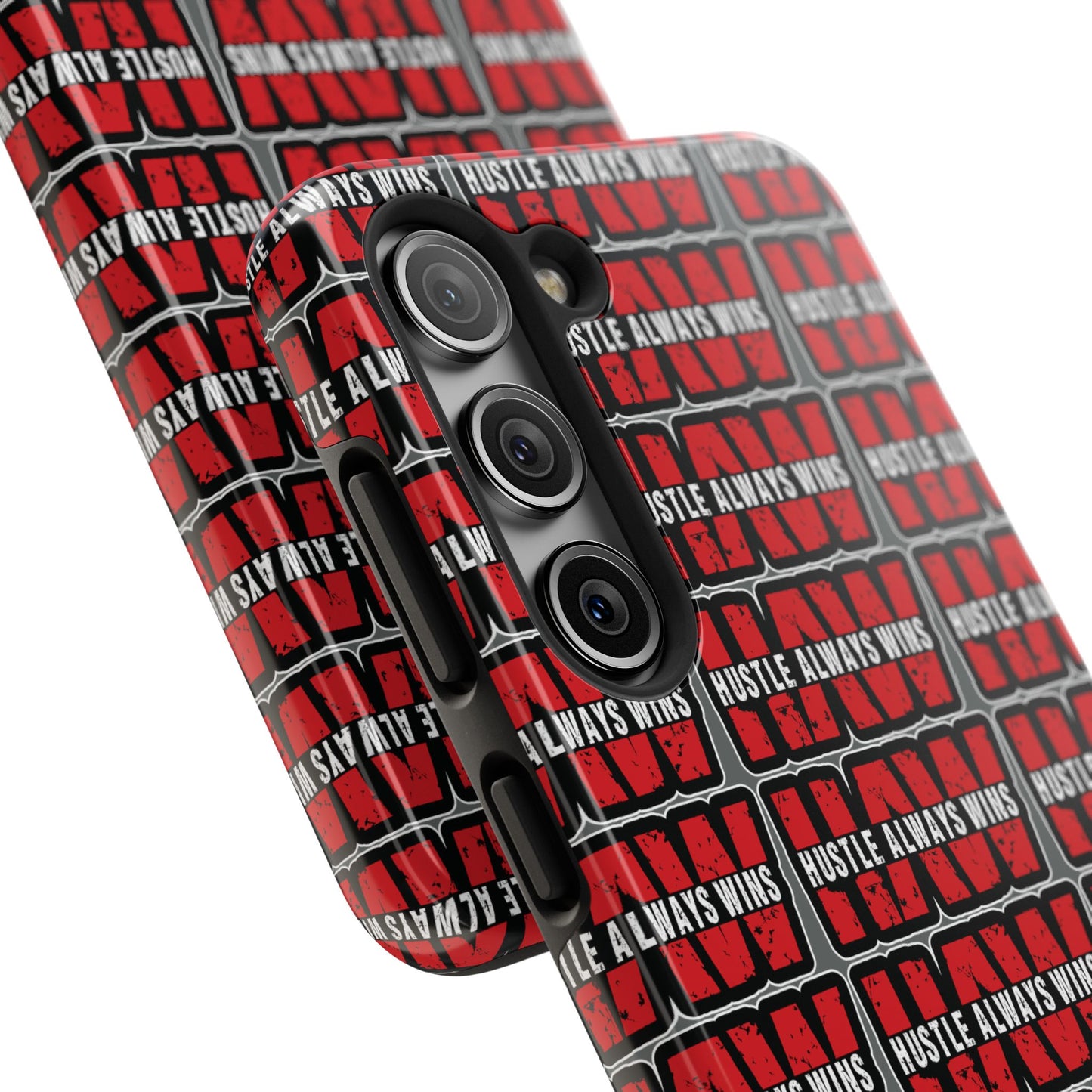 Phone Case — "Hustle Always Wins" Red Pattern Tough Protective Case