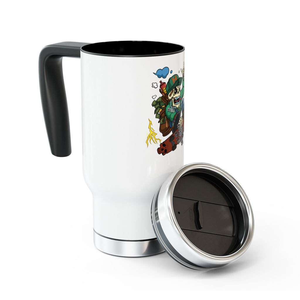 H.A.W Stainless Steel Travel Mug with Handle, 14oz