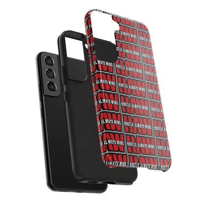 Phone Case — "Hustle Always Wins" Red Pattern Tough Protective Case