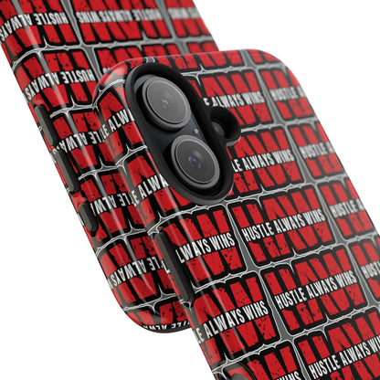 Phone Case — "Hustle Always Wins" Red Pattern Tough Protective Case