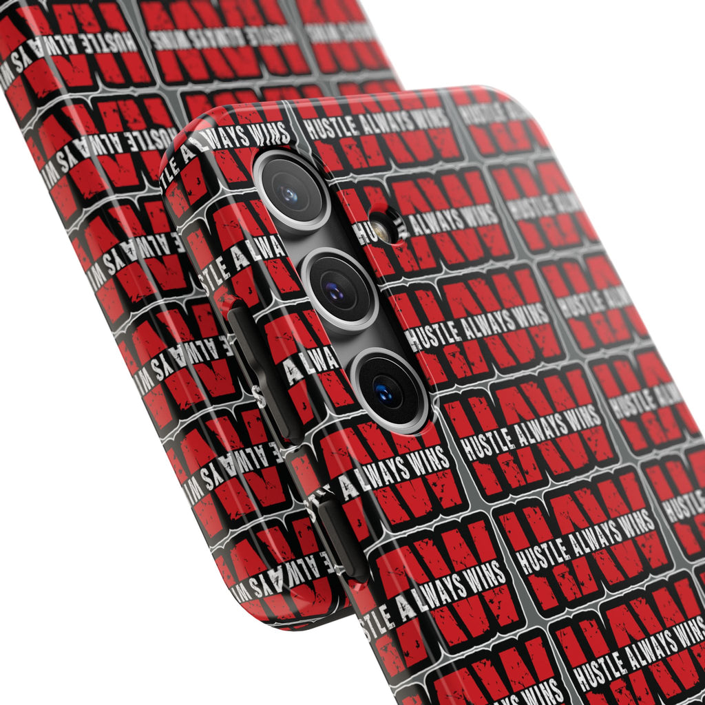 Phone Case — "Hustle Always Wins" Red Pattern Tough Protective Case