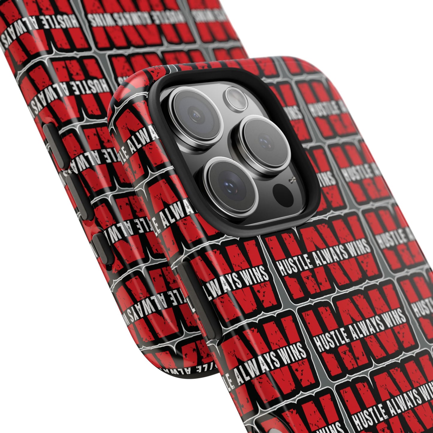 Phone Case — "Hustle Always Wins" Red Pattern Tough Protective Case