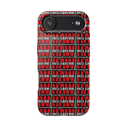 Phone Case — "Hustle Always Wins" Red Pattern Tough Protective Case