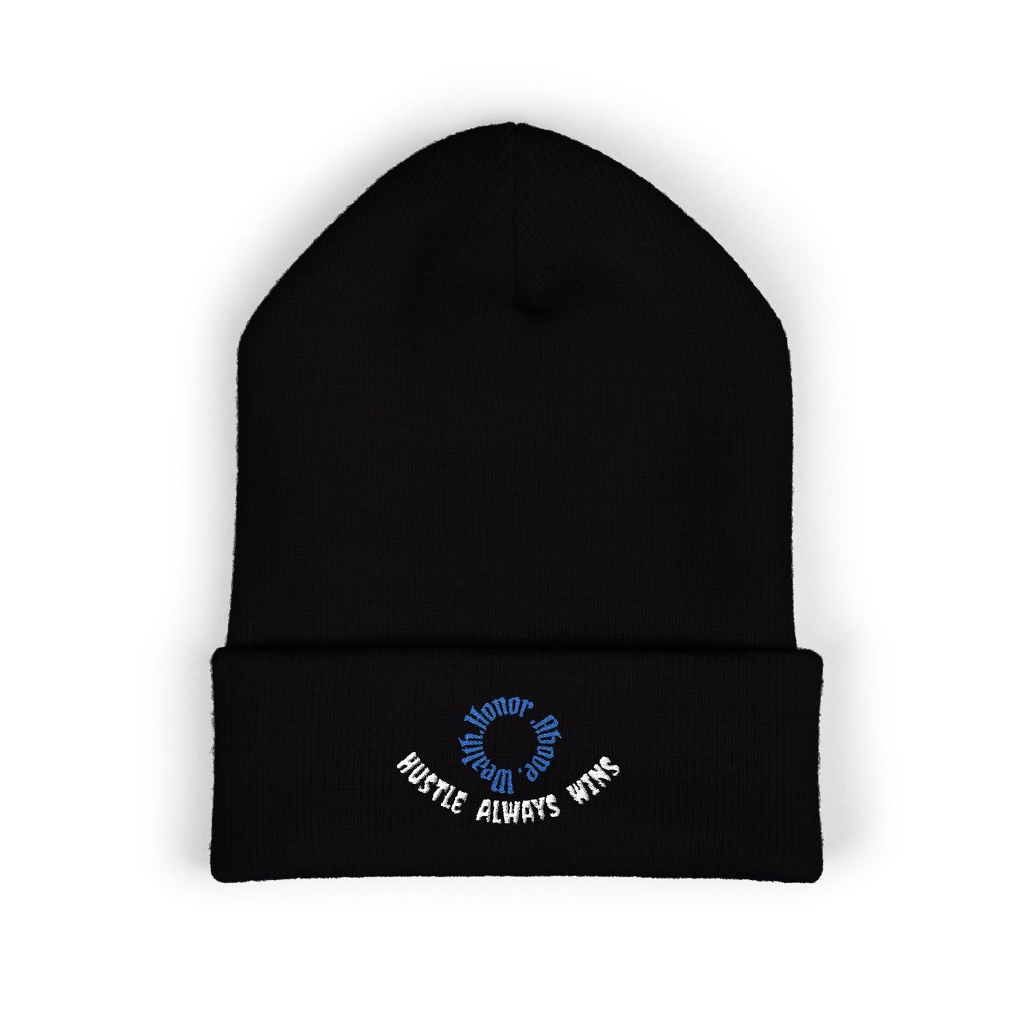 Classic Beanie — Embroidered "Hustle Always Wins"