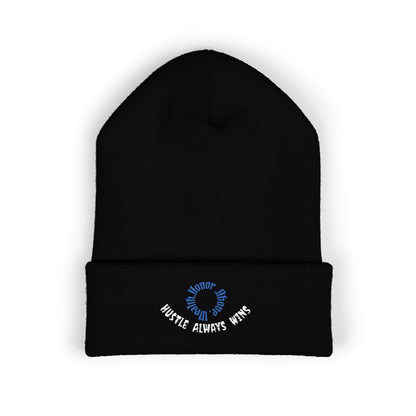 Classic Beanie — Embroidered "Hustle Always Wins"