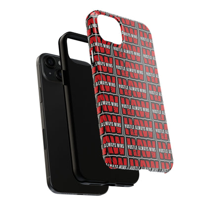 Phone Case — "Hustle Always Wins" Red Pattern Tough Protective Case