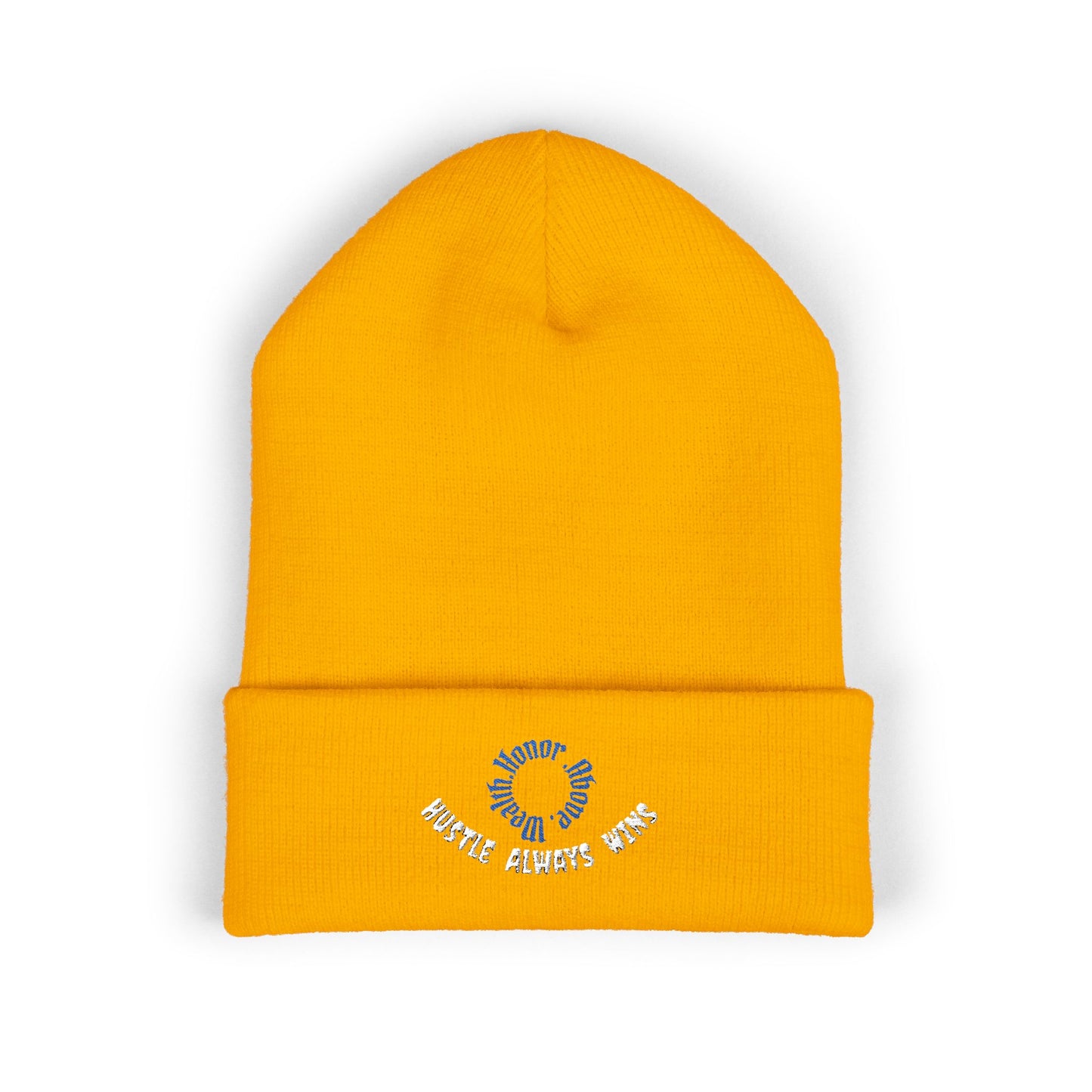 Classic Beanie — Embroidered "Hustle Always Wins"