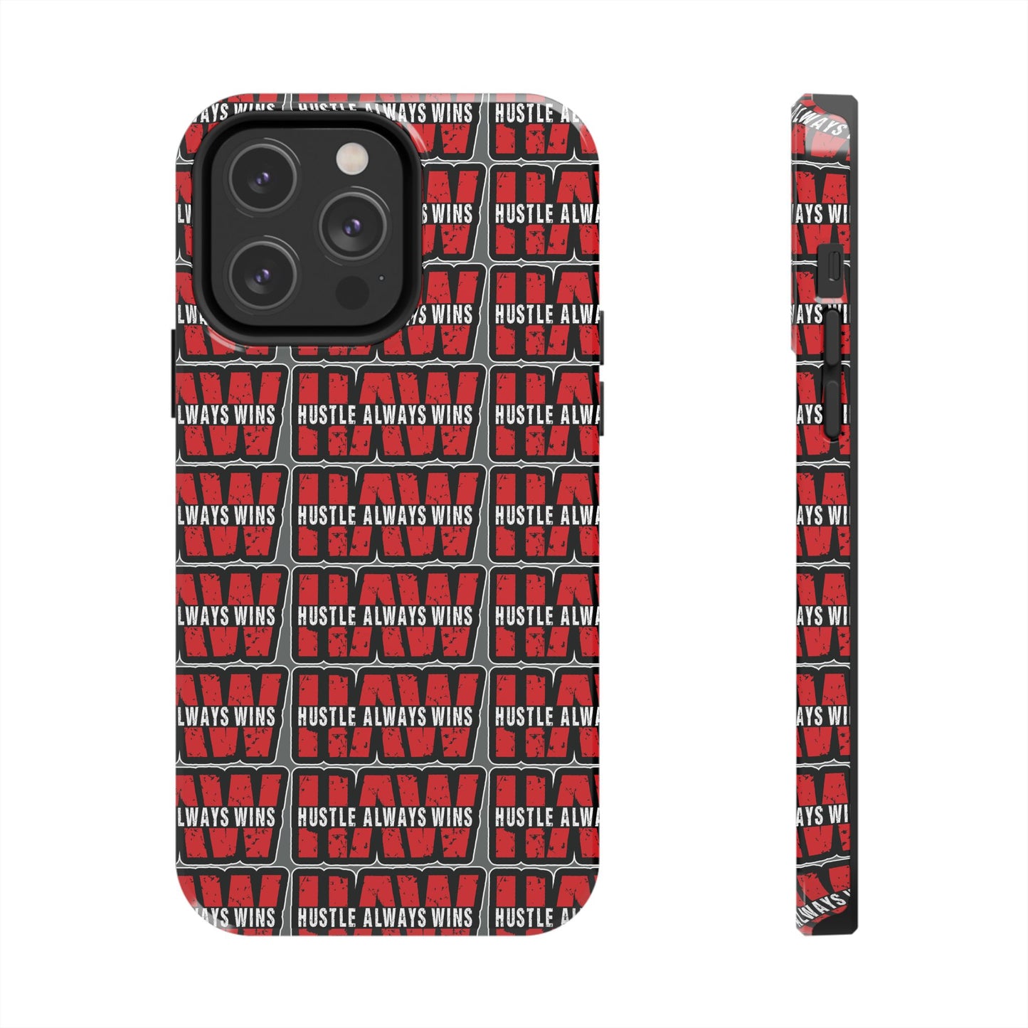 Phone Case — "Hustle Always Wins" Red Pattern Tough Protective Case
