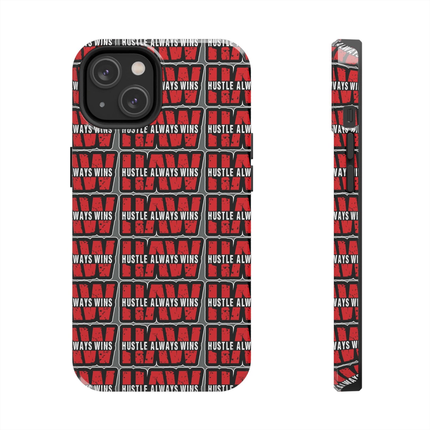 Phone Case — "Hustle Always Wins" Red Pattern Tough Protective Case