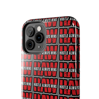 Phone Case — "Hustle Always Wins" Red Pattern Tough Protective Case