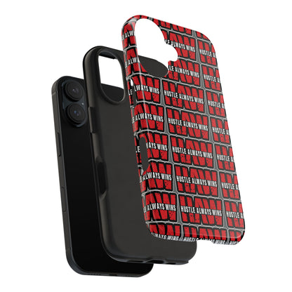Phone Case — "Hustle Always Wins" Red Pattern Tough Protective Case