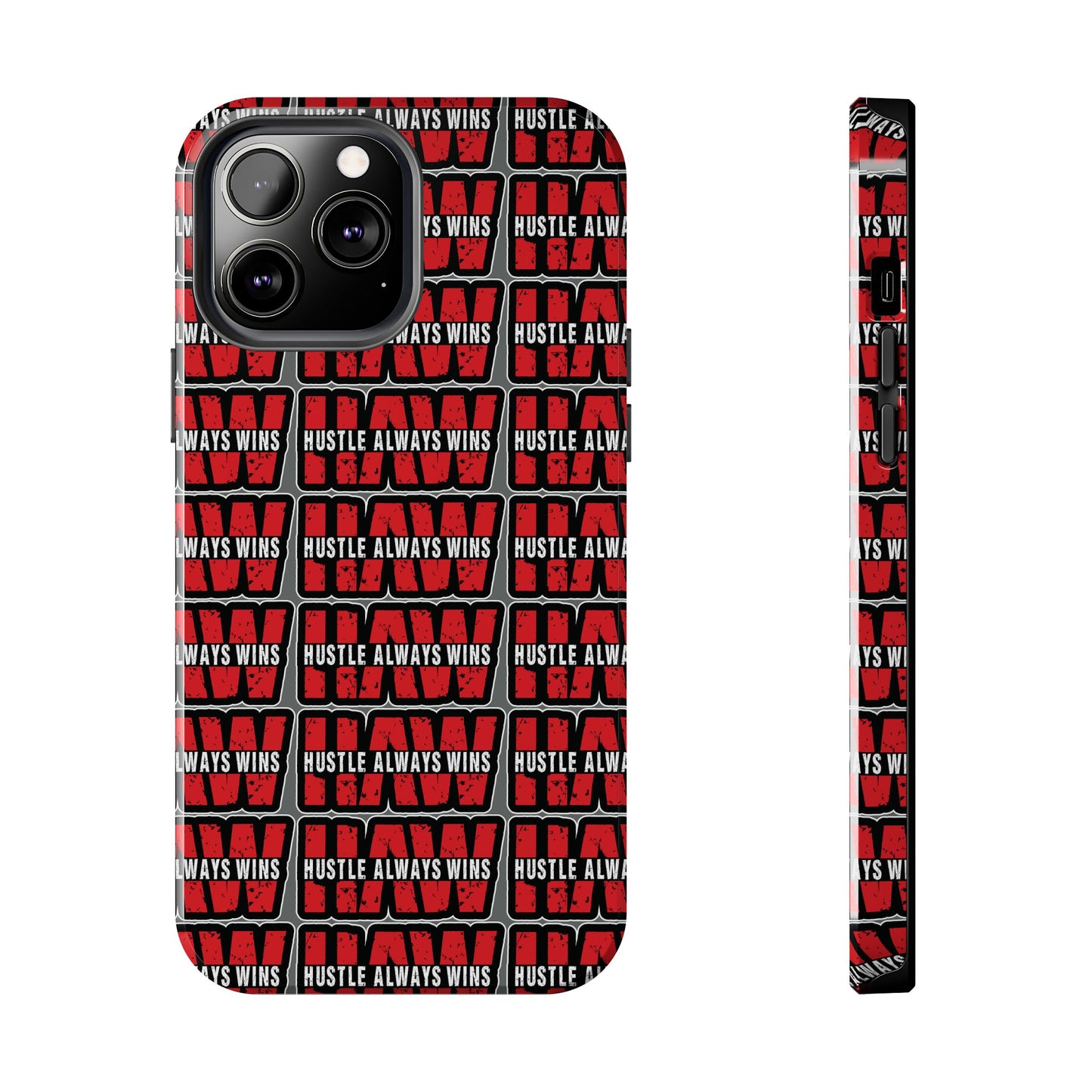 Phone Case — "Hustle Always Wins" Red Pattern Tough Protective Case