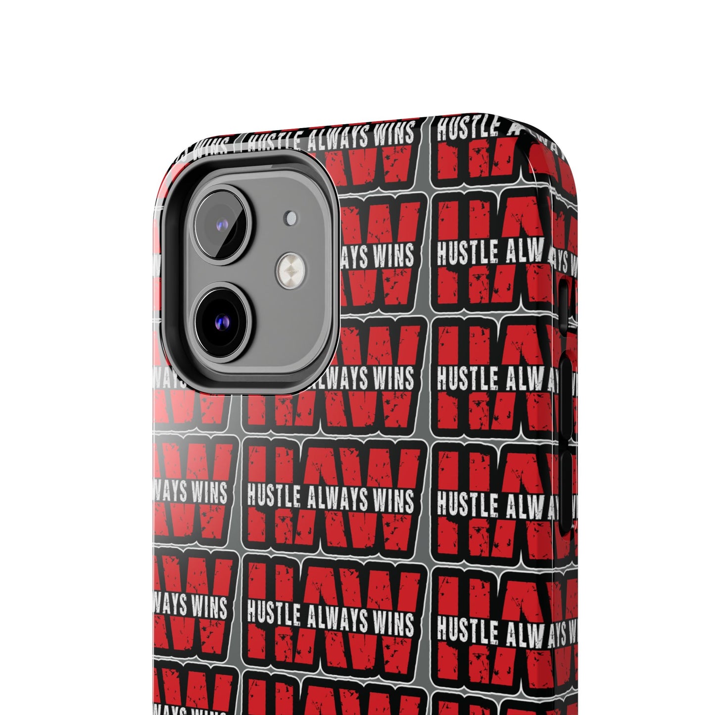 Phone Case — "Hustle Always Wins" Red Pattern Tough Protective Case