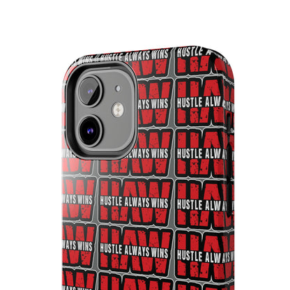 Phone Case — "Hustle Always Wins" Red Pattern Tough Protective Case