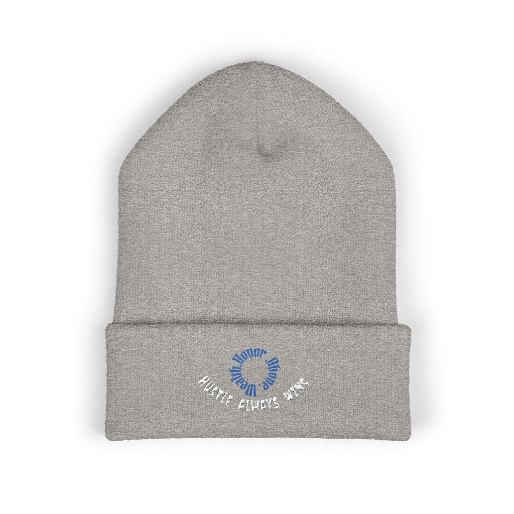Classic Beanie — Embroidered "Hustle Always Wins"