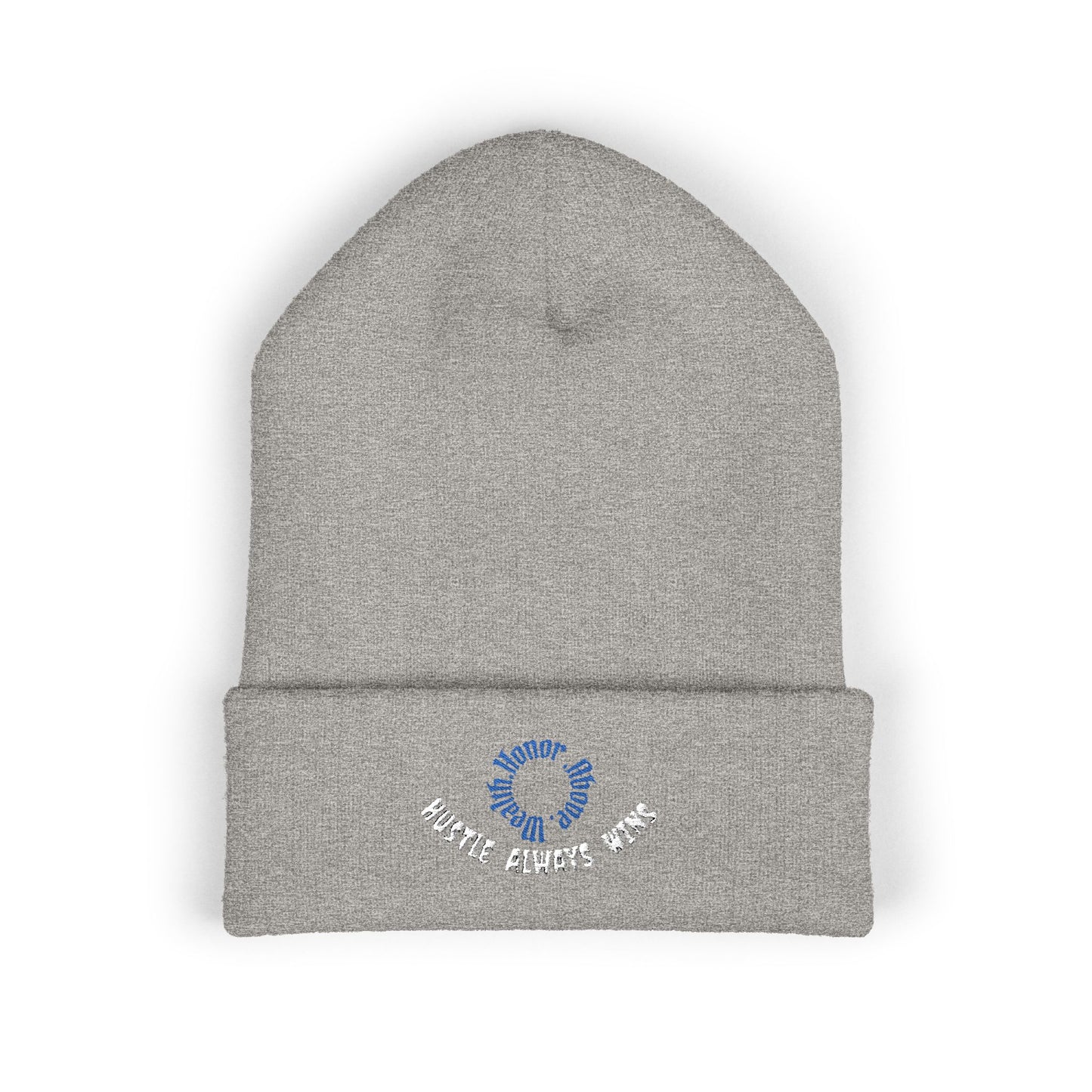 Classic Beanie — Embroidered "Hustle Always Wins"