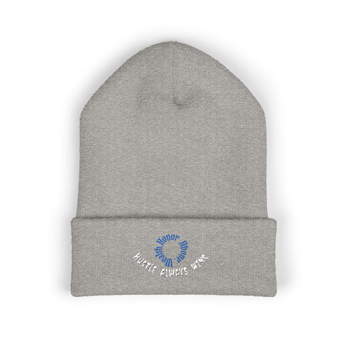 Classic Beanie — Embroidered "Hustle Always Wins"