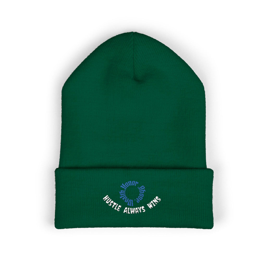 Classic Beanie — Embroidered "Hustle Always Wins"