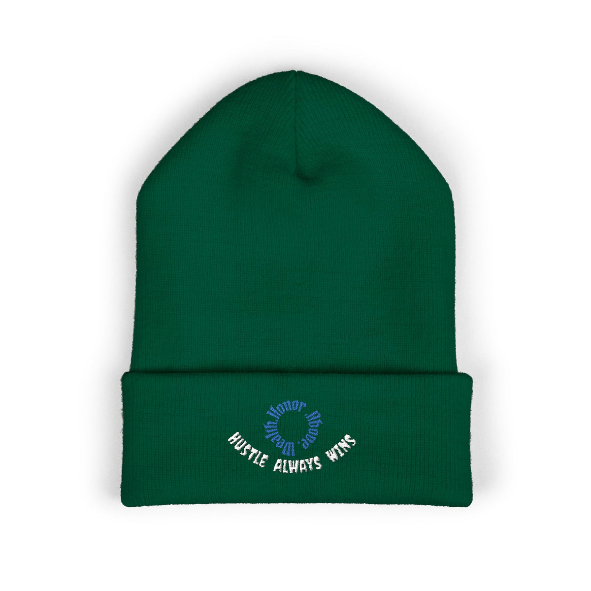 Classic Beanie — Embroidered "Hustle Always Wins"