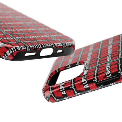 Phone Case — "Hustle Always Wins" Red Pattern Tough Protective Case
